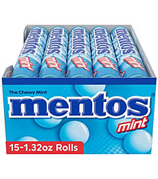 Mentos Chewy Mint Candy Roll, Mint, Non Melting, Party, 14 Pieces (Bulk Pack of 15) - Packaging May Vary