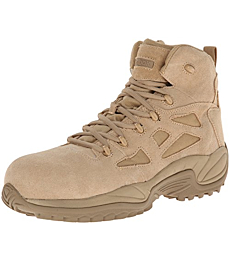 Reebok mens Rapid Response Rb Safety Toe 6" Stealth With Side Zipper Military Tactical Boot, Desert Tan, 8 Wide US