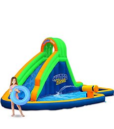Blast Zone Hydro Rush - Inflatable Water Park with Blower - Curved Slide - Splash Area - Water Cannon - Climbing Wall