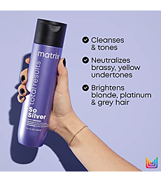 MATRIX Total Results So Silver Color Depositing Purple Shampoo For Neutralizing Yellow Tones | Tones Blonde & Silver Hair | For Color Treated Hair