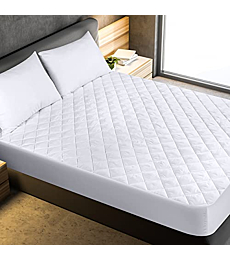 Utopia Bedding Quilted Fitted Mattress Pad (Twin) - Elastic Fitted Mattress Protector - Mattress Cover Stretches up to 16 Inches Deep - Machine Washable Mattress Topper