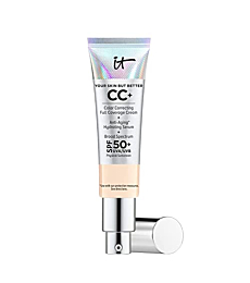 IT Cosmetics Your Skin But Better CC+ Cream, Light (W) - Color Correcting Cream, Full-Coverage Foundation, Hydrating Serum & SPF 50+ Sunscreen - Natural Finish - 1.08 fl oz