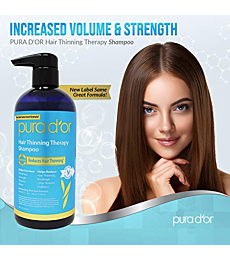 PURA D'OR Hair Thinning Therapy Biotin Shampoo ORIGINAL Scent (16 oz) w/Argan Oil, Herbal DHT Blockers, Zero Sulfates, Natural Ingredients For Men & Women, All Hair Types (Packaging may vary)