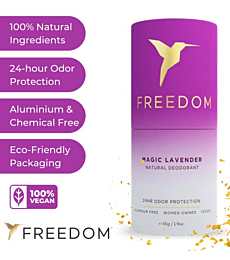 Freedom EWG Verified 100% Natural Aluminum Free Deodorant Stick For sensitive Skin for Women & Men - Cruelty Free, and It REALLY works (Lavender, ECO Paper)