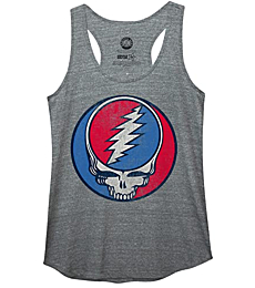 Ripple Junction Grateful Dead Distressed Steal Your Face Junior Cami Small Heather Grey