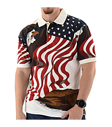 American Summer TheFlagshirt Men's American Flag Patriotic Golf Shirt