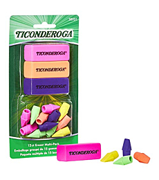 Ticonderoga Erasers, Neon, 15 Count (Pack of 8) (38931SP)