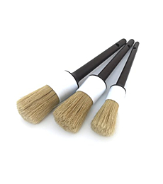 Detail Dudes Boars Hair Ultra Soft Car Detail Brushes - Set of 3 - Perfect for Washing Emblems Wheels Interior Upholstery Air Vents, NO Metal Brush Parts