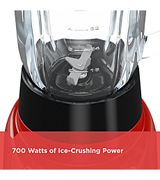 BLACK+DECKER Countertop Blender with 6-Cup Glass Jar, 4-Speed Settings, Red, BL1210RG