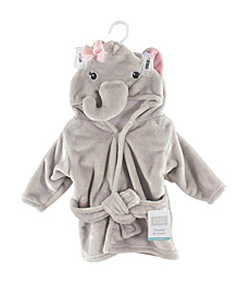 Hudson Baby Unisex Baby Plush Animal Face Robe, Pretty Elephant, One Size, 0-9 Months