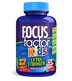 Focus Factor Kids Extra Strength Daily Chewable for Brain Health Support, 120 Count – Vitamins - Quality Formula – Gluten & Dairy Free Supplements for Children – No Artificial Sweetener