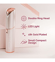 Finishing Touch Flawless Facial Hair Remover for Women, Blush/Rose Gold Electric Face Razor for Women with LED Light for Instant and Painless Hair Removal