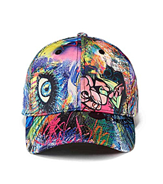 Quanhaigou Printed Baseball Cap,Colorful Graffiti Unisex Snapback Flat Bill Dancing Hip Hop Hats (Blue Eyes)