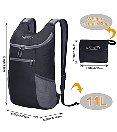 G4Free Lightweight Packable Shoulder Backpack Hiking Daypacks Small Casual Foldable Outdoor Bag 11L