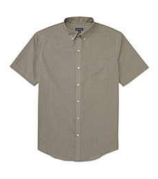 Van Heusen Men's Size Big and Tall Wrinkle Free Short Sleeve Button Down Check Shirt, Aluminum, XX-Large