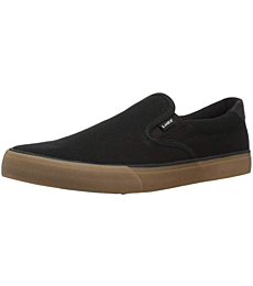 Lugz Men's Clipper Classic Slip-on Fashion Sneaker, Black/Gum, 11.5