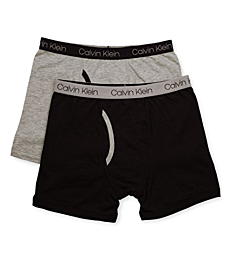 Calvin Klein Boys' Assorted Boxer Briefs (Pack of 2), New Black/Heather Gray, Medium (8/10)