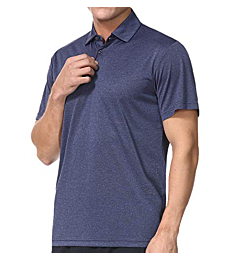 Men's Athletic Golf Polo Shirts, Dry Fit Short Sleeve Workout Shirt, Dark Blue M
