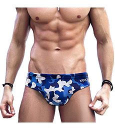 KGKE Mens Sexy Swim Briefs Camo Pattern Bikini Swimsuit for Men(Grey Camo,S)