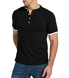 KUYIGO Mens Fashion Polo Shirt Short Sleeve Polo Tee Casual Slim Fit Basic Golf Tee Sport Polo T-Shirts Medium Black