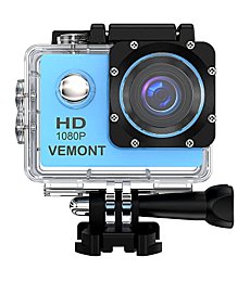 VEMONT Action Camera 1080P 12MP Sports Camera Full HD 2.0 Inch Action Cam 30m/98ft Underwater Waterproof Camera with Mounting Accessories Kit
