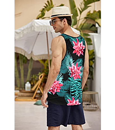 COOFANDY Men's Floral Tank Top Sleeveless Tees All Over Print Casual T-Shirts (XL, Black)