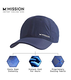 MISSION Cooling Performance Hat- Unisex Baseball Cap, Cools When Wet- Navy