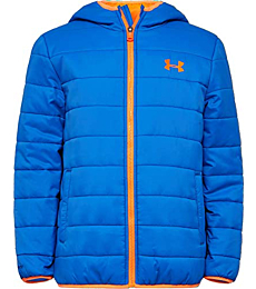 Under Armour Boys' Little Pronto Puffer Jacket, Mid-Weight, Zip Up Closure, Repels Water, Powderkeg Blue, 4