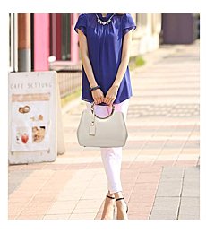 Womens Handbags, Ladies Top Handle Bags, Patent Leather Stylish Tote Shoulder Bags Purse for Work, Wedding, Shopping, Dating White