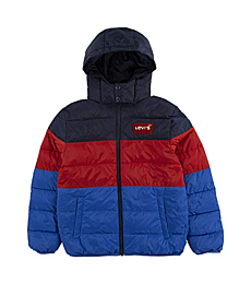 Levi's Boys' Big Puffer Jackets, Red/Blue/Navy, S