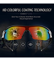 TOREGE Polarized Sports Sunglasses for Men Women Cycling Running Driving Fishing Golf Baseball Glasses TR02 Upgraded(Black&Black&Red Lens)