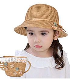 Sumolux Straw Hats Girls Kids Sun Hats Summer Beach Hats Straw Woven Pocket Suit Outdoor Activities