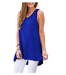 AWULIFFAN Womens Tank Tops Summer Tops Casual Shirts Basic Pajama Blouse (Royal Blue,Small)