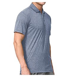 Men's Athletic Golf Polo Shirts, Dry Fit Short Sleeve Workout Shirt (M, Pewter)
