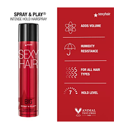 SexyHair Big Spray & Play Volumizing Hairspray, 16 Oz | Hold and Shine | Up to 72 Hour Humidity Resistance | All Hair Types