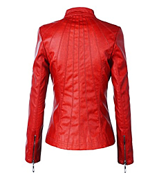 LL WJC877L Womens Panelled Faux Leather Moto Jacket XL RED
