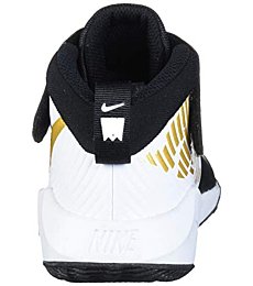 Nike Unisex-Kid's Team Hustle D 9 Pre School Basketball Shoe, Black/Metallic Gold-White, 11.5C Regular US Little Kid