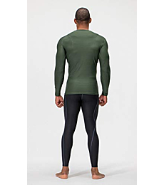 DEVOPS 3 Pack Men's Athletic Long Sleeve Compression Shirts (X-Large, Black/Navy/Olive)