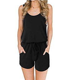 ANRABESS Womens Summer Scoop Neck Sleeveless Tank Top Short Jumpsuit Rompers Travel Outfits 209heise-M