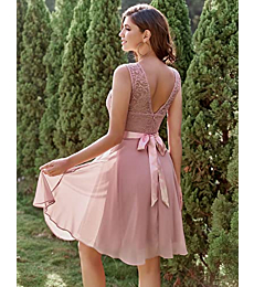 Unleash Your Inner Princess! BeryLove Women's Short Floral Lace Bridesmaid Dress A-line Swing Party DressBLP7005BlushL