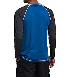 Men's Long Sleeve Swim Shirts Rashguard UPF 50+ UV Sun Protection Shirt Athletic Workout Running Hiking T-Shirt Swimwear Peacock Blue+Charcoal Gray M