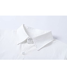 SANGTREE Boy's Short Sleeve Button Down Shirts Summer Dress Shirts for Boy White, 7-8 Years = Tag 140