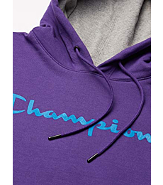 Champion Men's Powerblend Fleece Pullover Hoodie, Script Logo, Purple Crush-Y06794, Small
