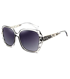 LECKIRUT Oversized Sunglasses for Women Polarized UV Protection Classic Fashion Ladies Shades Purple & Coffee Lens