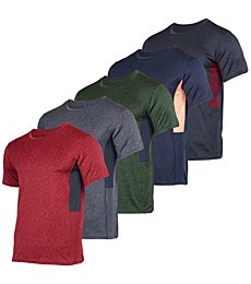 5 Pack: Boys Girls Active Athletic Quick Dry Dri Fit Short Sleeve T-Shirt Crew Neck Tops Teen Gym Undershirts Tees Youth Basketball Clothes Moisture Wicking Performance-Set 4,XL (16-18)