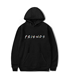 Unisex Friends Print Hoodies Casual Friends Hooded Sweater Long Sleeve Pullover Sweatshirt Grey