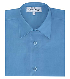 S.H. Churchill & Co. Boy's Short Sleeve Button Down Shirt, Crystal Blue, Size 16