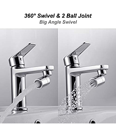 Waternymph Kitchen Sink Faucet Aerator Solid Brass - 360-Degree Swivel Big Angle Swivel Faucet Aerator Dual-function 2 Sprayer kitchen faucet attachment swivel sprayer-15/16 Inch-27UNS Male Thread