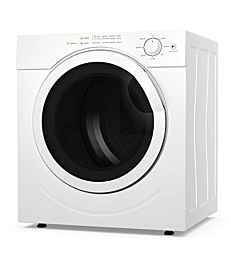 COSTWAY Electric Portable Laundry Dryer, 12LBS Capacity Tumble Dryer with 1500W Drying Power, 3.5 Cubic Feet Front Load, Portable Clothes Dryer Easy Control for 7 Automatic Drying Mode, White