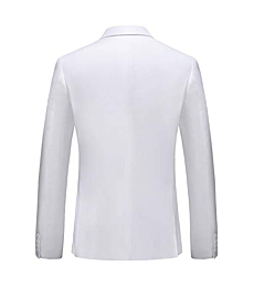 MOGU Mens 2 Piece Suit Slim Fit Double Breasted Blazer and Pants Solid Color Prom Tuxedo US Size Blazer 40/Pants 36 White